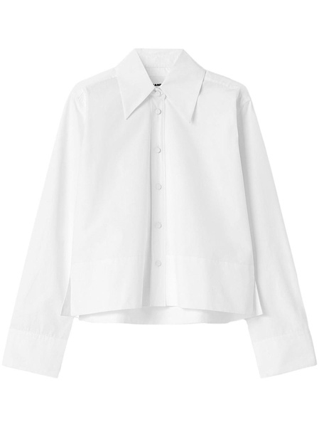 oversized-collar cotton shirt