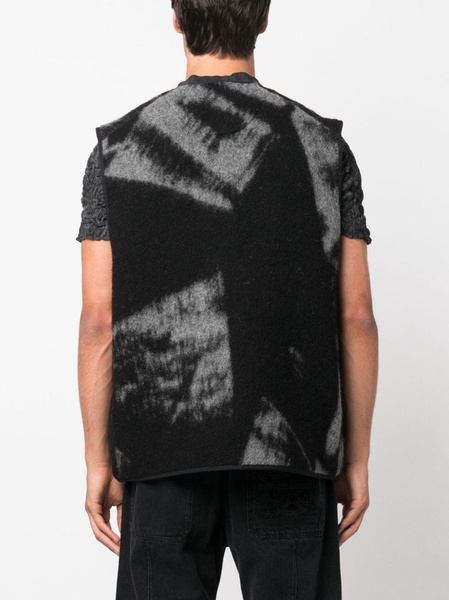 graphic-print wool-blend gilet