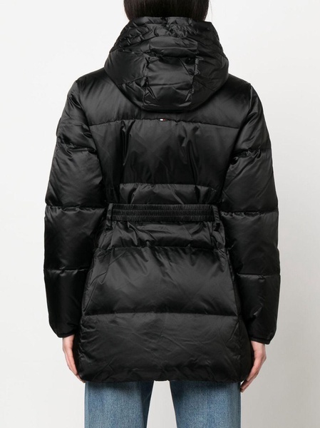 zip-up hooded puffer jacket