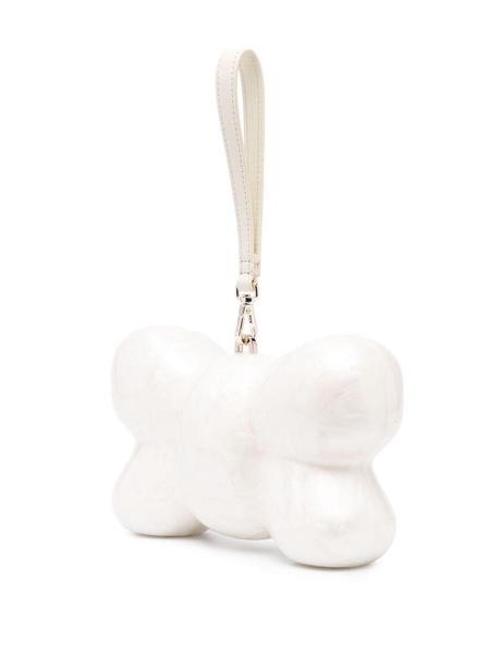 pearlescent-effect bow-shaped clutch