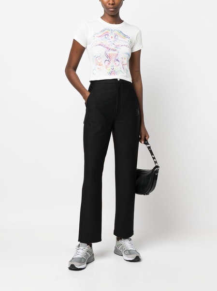 high-waisted straight-leg trousers