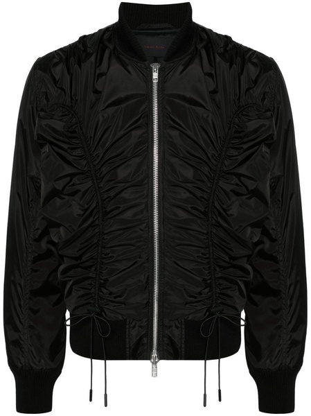 black ruched bomber jacket