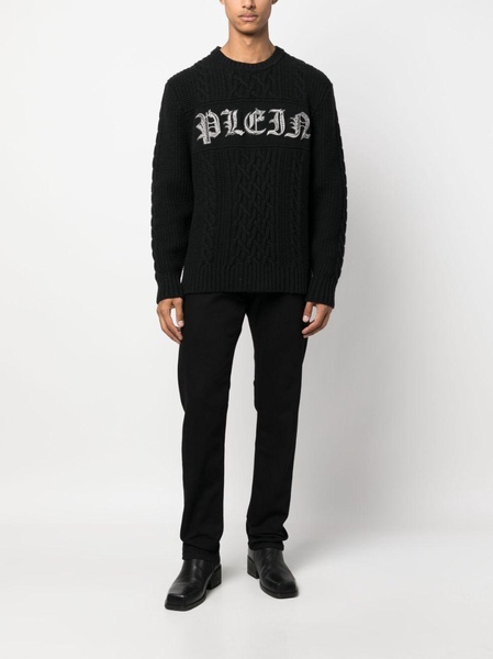 logo-print wool sweater