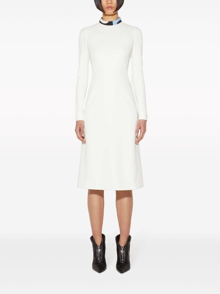 contrast-collar midi dress