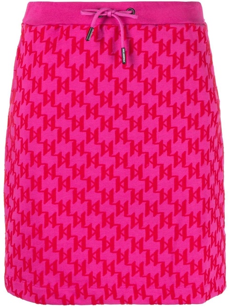 flocked logo miniskirt