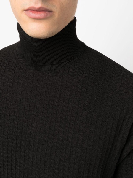 roll-neck intarsia-knit jumper