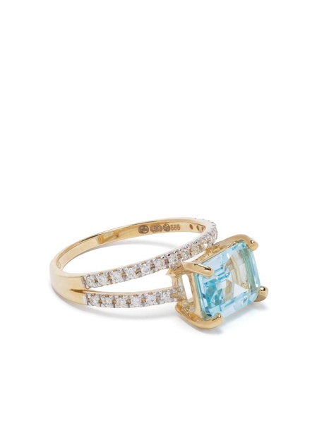 14kt yellow gold Point of Focus diamond and topaz ring