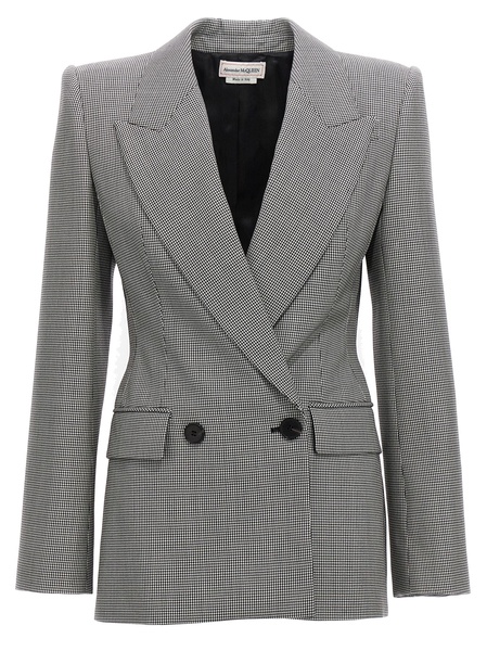 Double-breasted Houndstooth Blazer