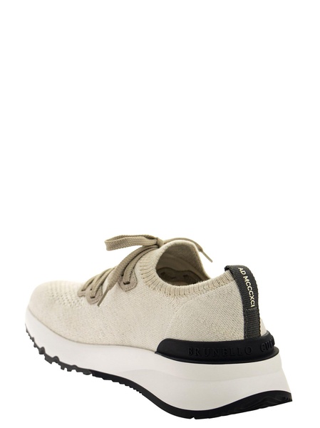 Cotton Chiné Knit Runners Sneakers Brunello Cucinelli