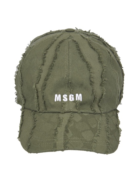 MSGM Ripped Detailed Logo Embroidered Baseball Cap