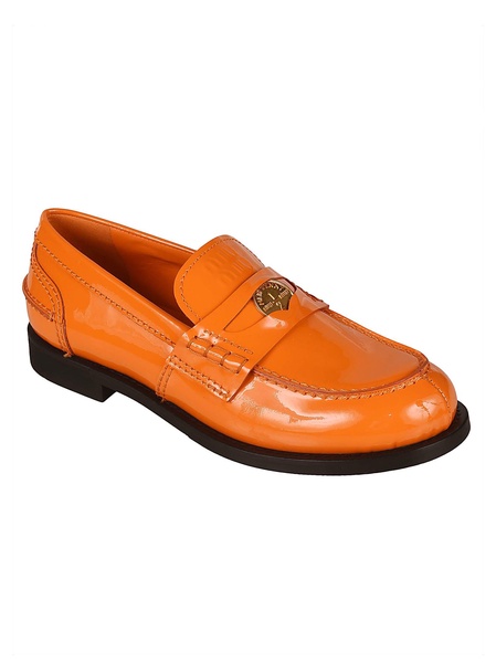 Orange Patent Leather Penny Loafers