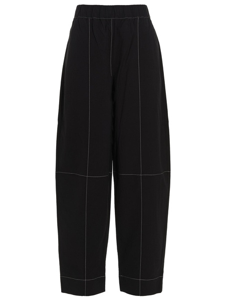 contrast-stitching straight trousers