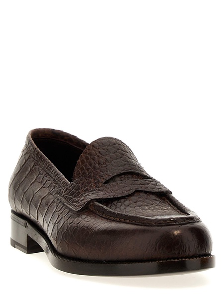 Croc Print Leather Loafers