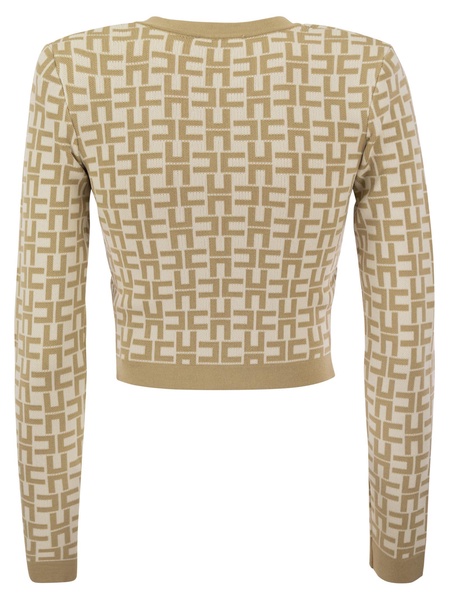 Elisabetta Franchi Viscose Jacquard Mini Cardigan