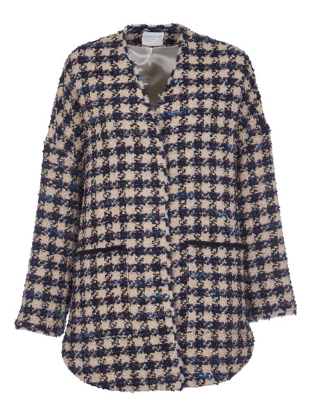 Round Hem Check Patterned Jacket