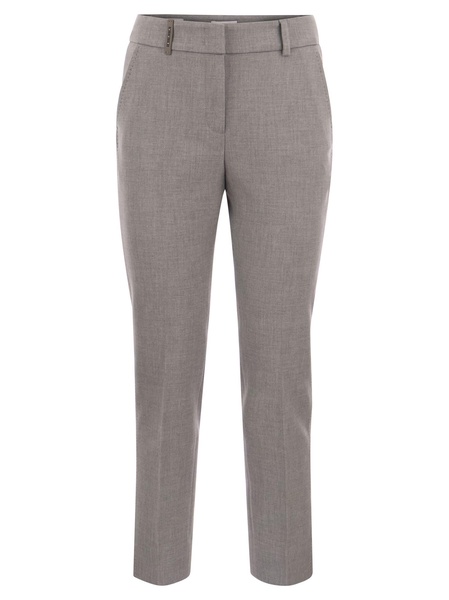 Stretch Cotton Gabardine Cigarette Trousers