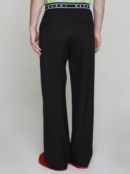 Logo-waistband Wool Trousers