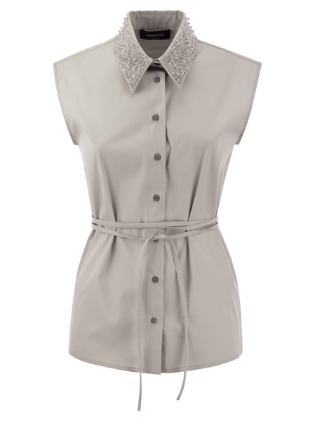 Sleeveless Shirt With Belt