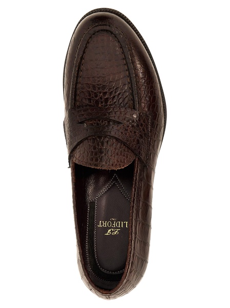 Croc Print Leather Loafers