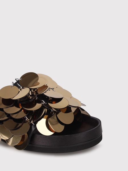 Rabanne Gold Sequined Leather Slip-on Sandals