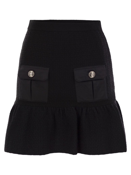 Elisabetta Franchi Bouclé Wool Miniskirt With Technical Sail Cloth Pockets