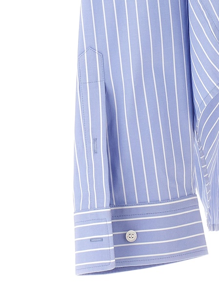 BALENCIAGA Oversized Striped Cotton Shirt with Embroidered Detail