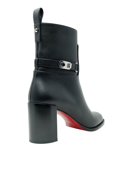 Christian Louboutin Black Leather Lock Booty 70 Ankle Boots