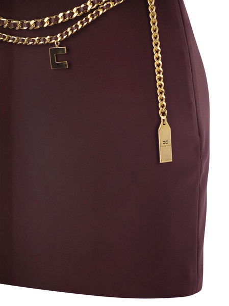 Elisabetta Franchi Stretch Crepe Miniskirt With Belt