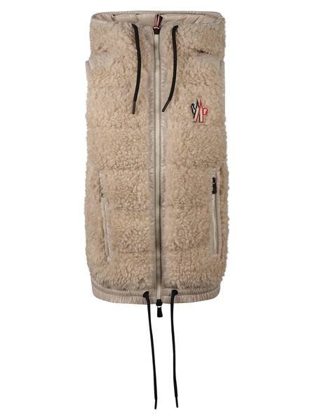 Logo Patched Fur Coated Hooded Gilet