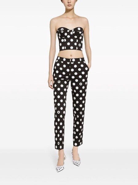 Cotton pants with polka-dot print