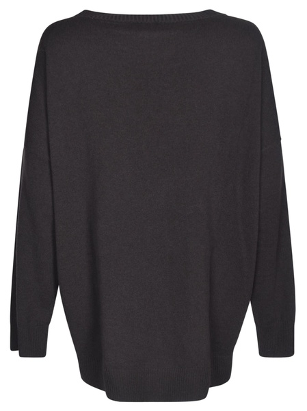 Patched Pocket Oversized Plain Sweater