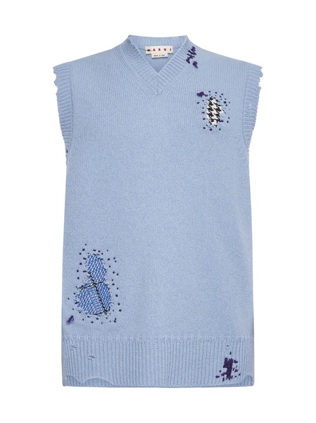 Marni Distressed V-Neck Knitted Vest