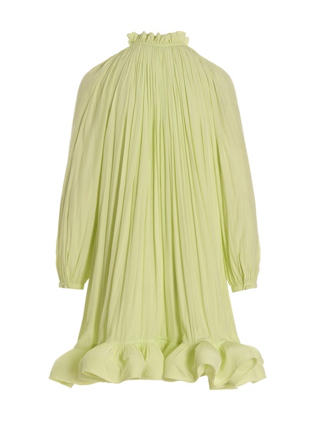 Lanvin Pleated Ruffled Tied-Neck Shift Dress