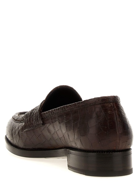 Croc Print Leather Loafers