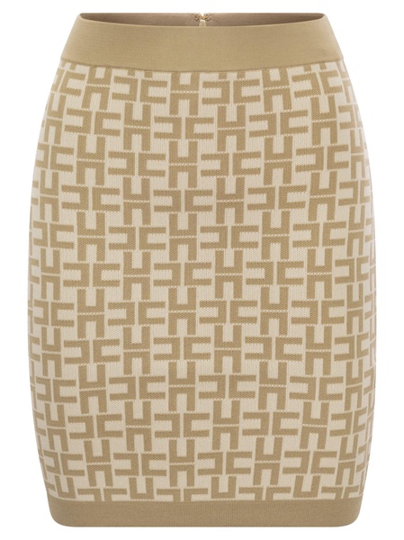 Elisabetta Franchi Viscose Logo Jacquard Miniskirt