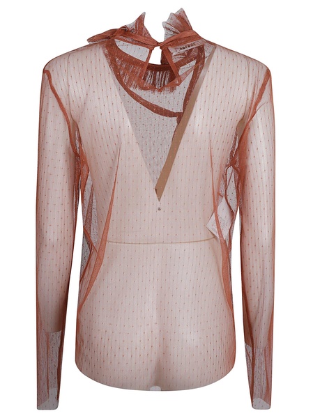 See-through Ruffle Neck Shirt