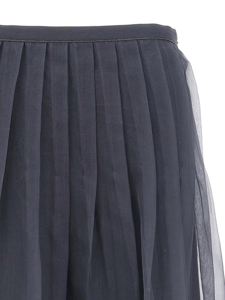 Brunello Cucinelli Pleated Tulle Midi Skirt