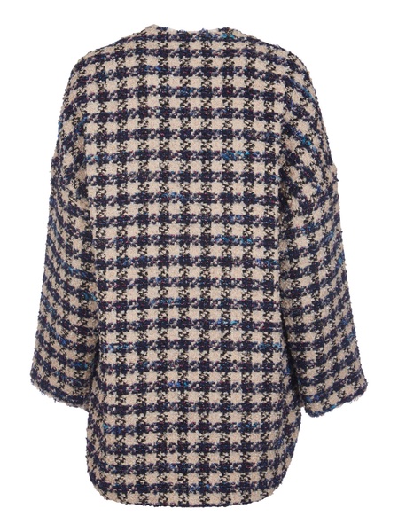 Round Hem Check Patterned Jacket