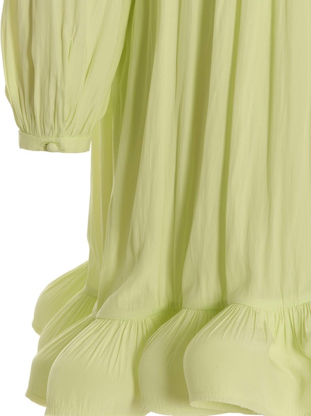 Lanvin Pleated Ruffled Tied-Neck Shift Dress