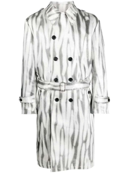 Double Breasted Trench With Allover Pattern