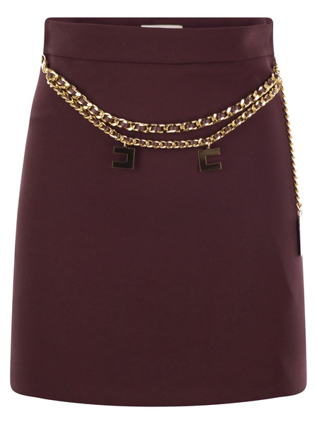 Elisabetta Franchi Stretch Crepe Miniskirt With Belt