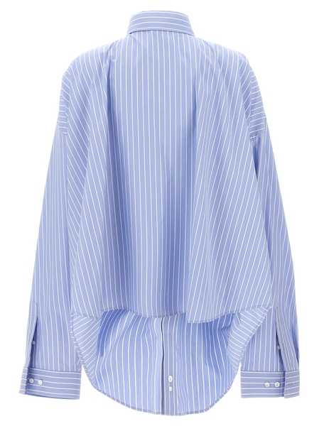 BALENCIAGA Oversized Striped Cotton Shirt with Embroidered Detail