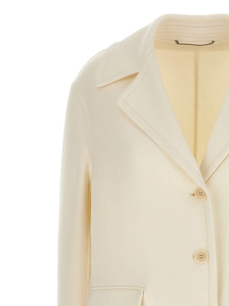 Single-Breasted Wool Coat Coats, Trench Coats White