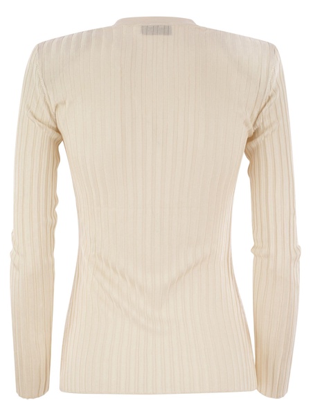 Elisabetta Franchi Shiny Viscose Ribbed Jersey