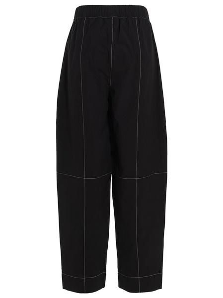 contrast-stitching straight trousers