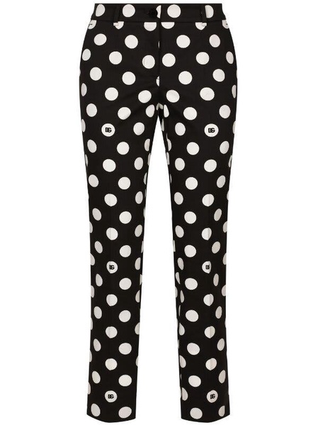 Cotton pants with polka-dot print