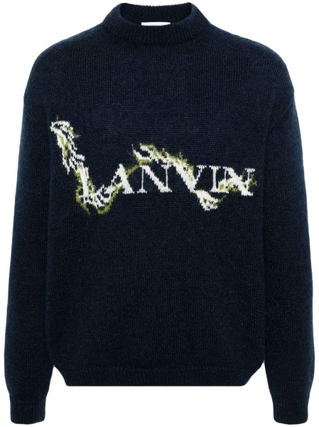 mock-neck logo-jacquard jumper