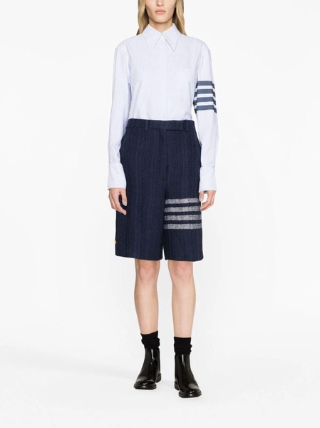 THOM BROWNE Blue Cotton Women's 4 Bar Motif Shirt for SS24