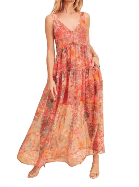 violetta maxi dress in red floral