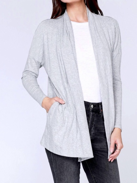 open cardigan in heather grey